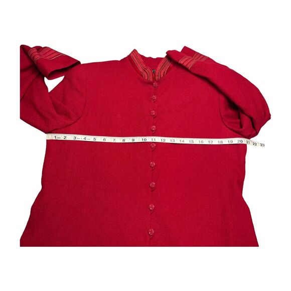 Rafaella Jacket Women's 12 Red 100% Wool Half-Button Open Front Long Sleeve - Picture 5 of 9